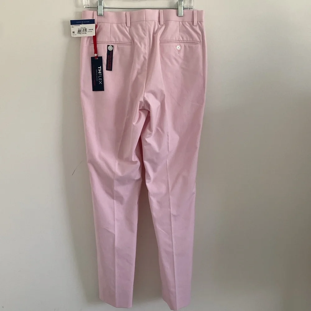 Tommy Hilfiger Men's Light Pink Modern Fit TH Flex Chambray Pants 30W x 30L
